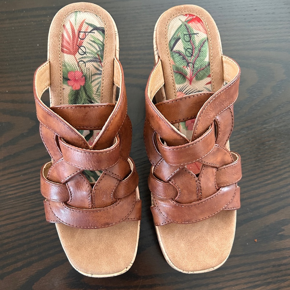 Born Brown Faux Leather Sandals